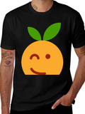 Winking Orange Emoji Black T-Shirt product image 1