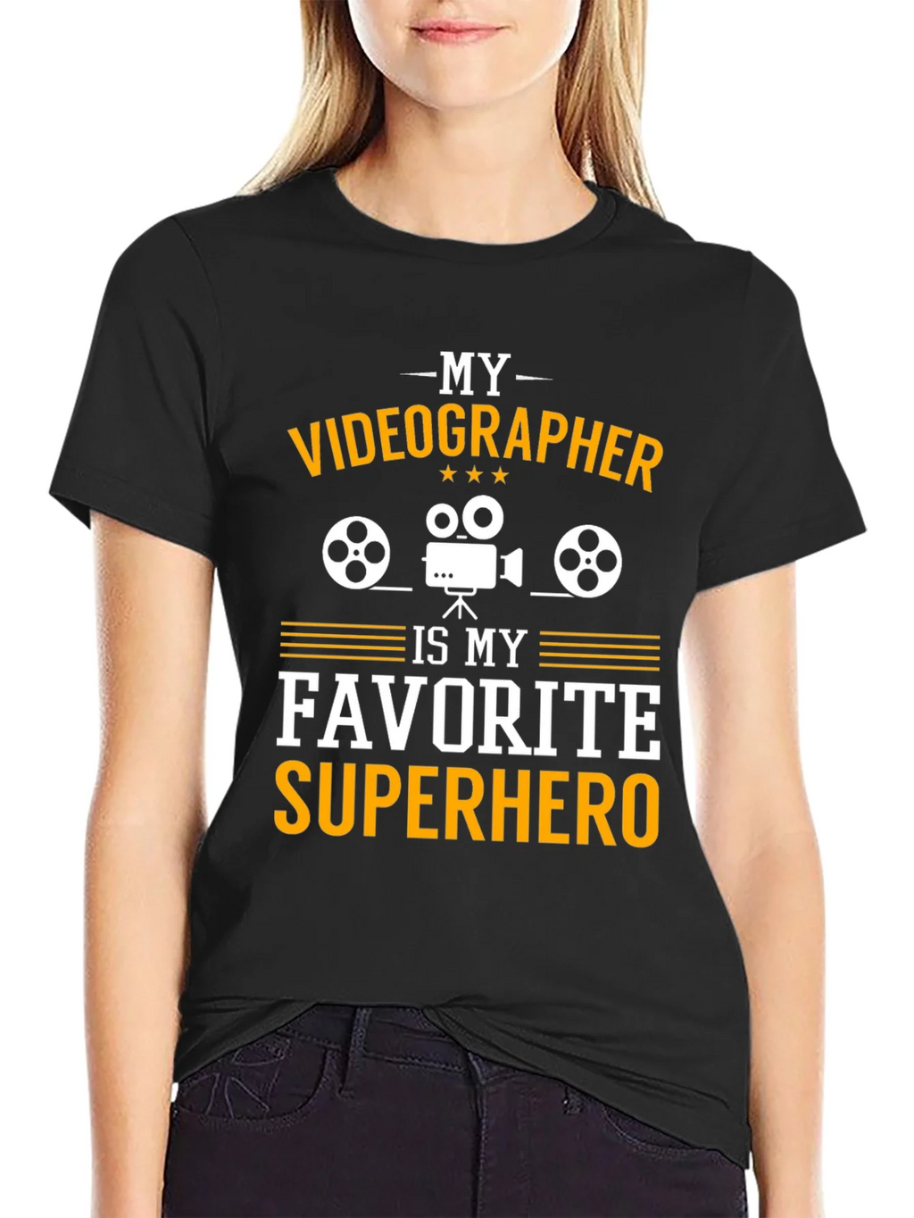 Videographer Superhero Graphic Tee - Black product image 2