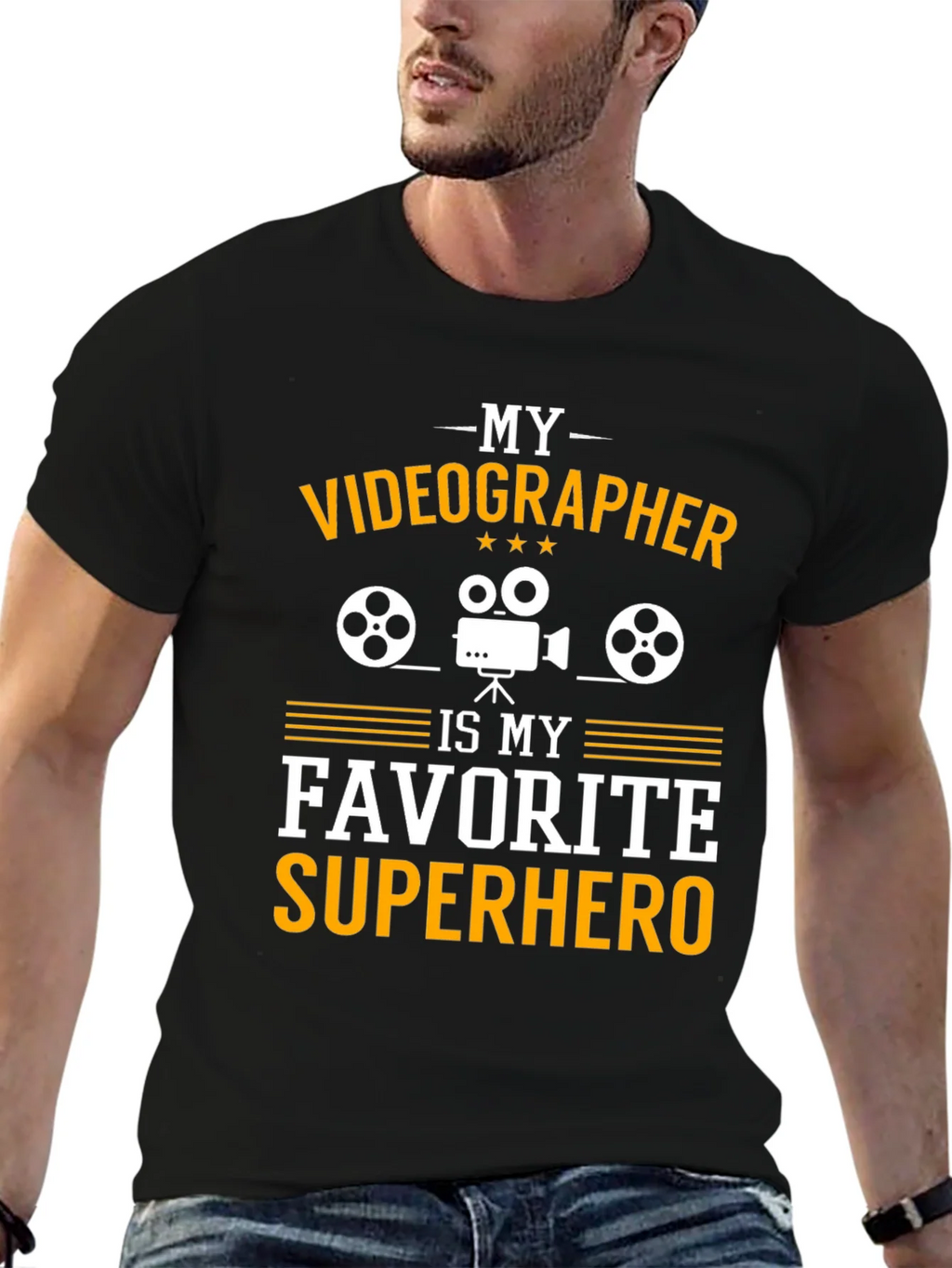 Videographer Superhero Graphic Tee - Black product image 6