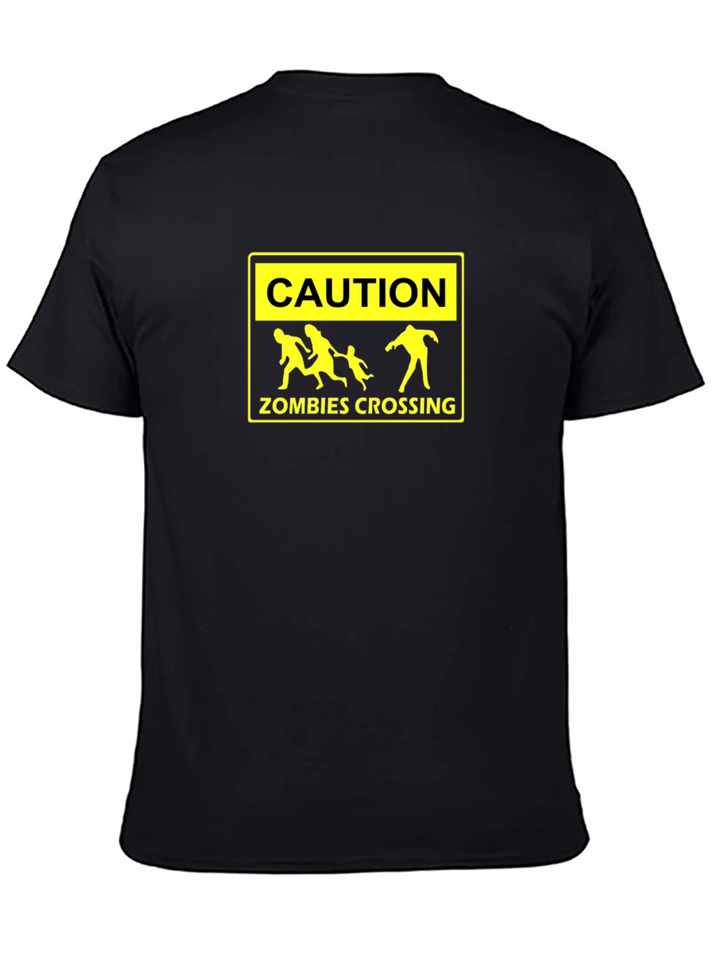 Caution Zombies Crossing Black Graphic Tee product image 4