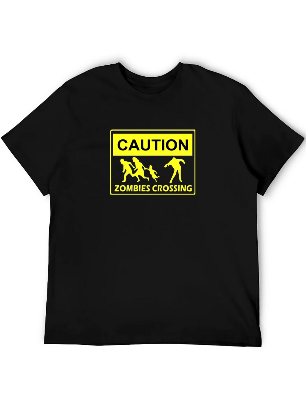 Caution Zombies Crossing Black Graphic Tee product image 5
