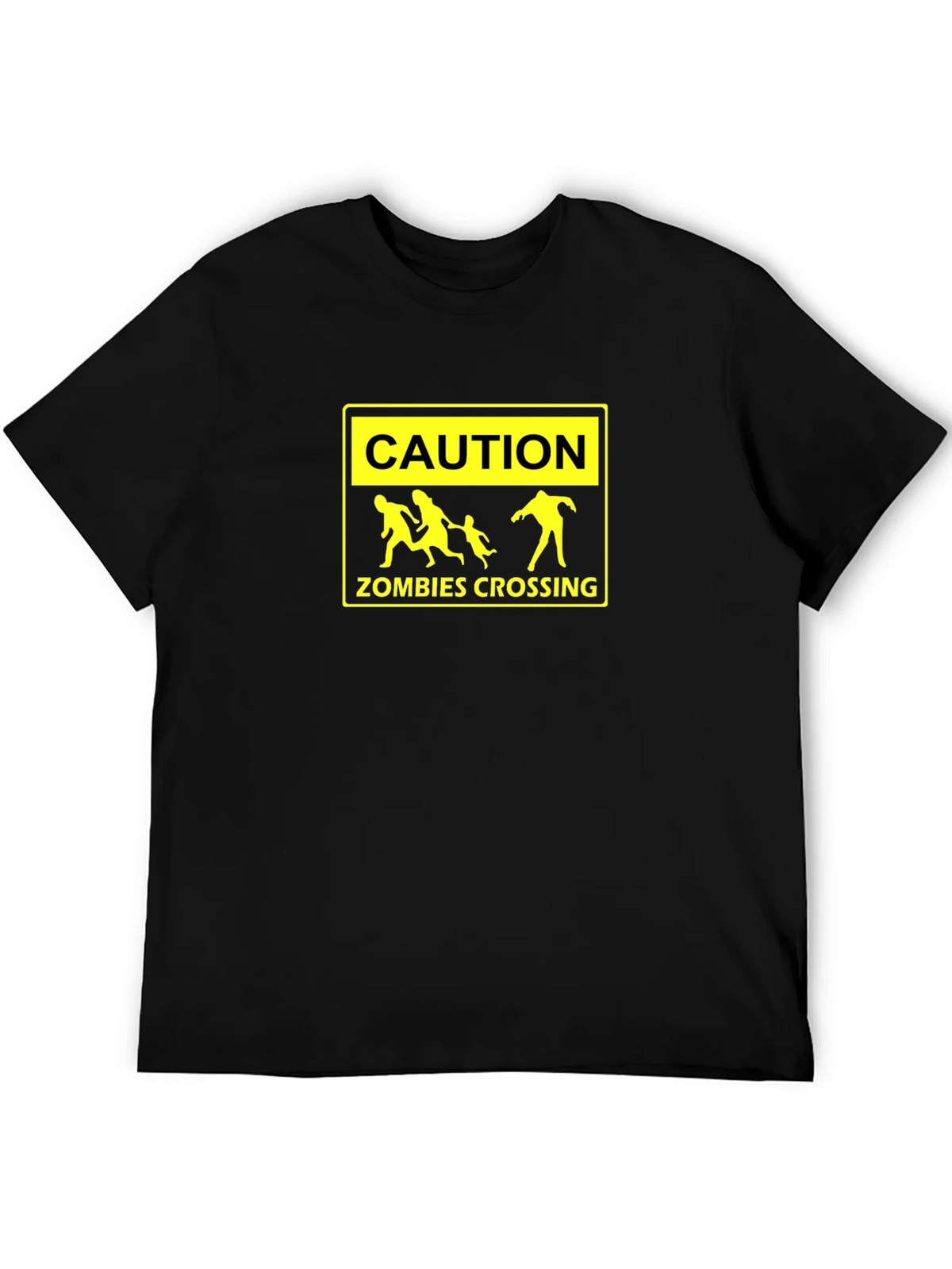 Caution Zombies Crossing Black Graphic Tee product image 5