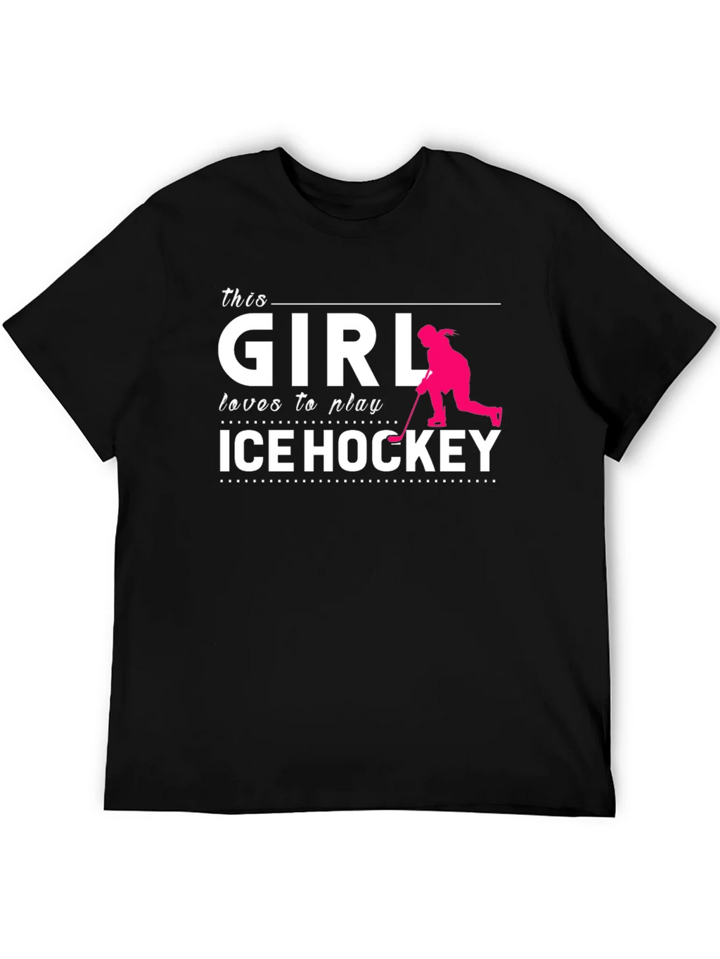 This Girl Loves Ice Hockey T-Shirt Black Cotton product image 5