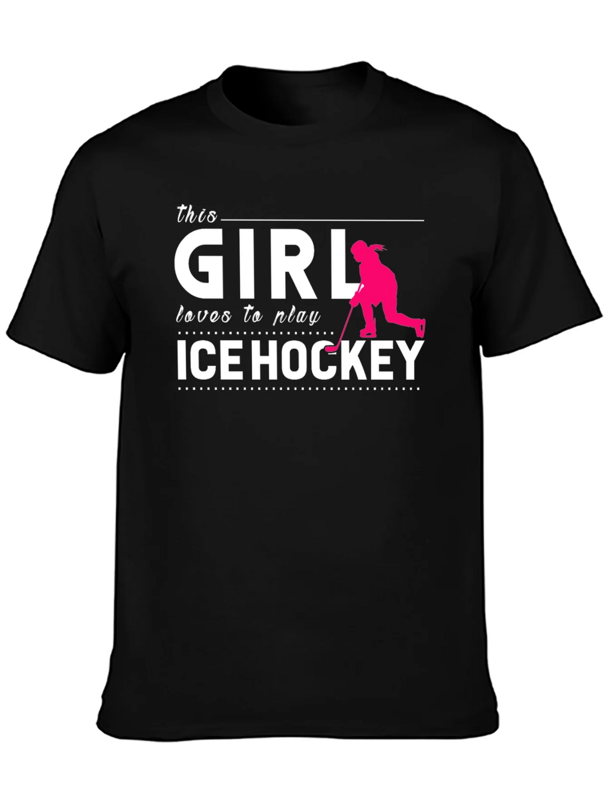 This Girl Loves Ice Hockey T-Shirt Black Cotton product image 3