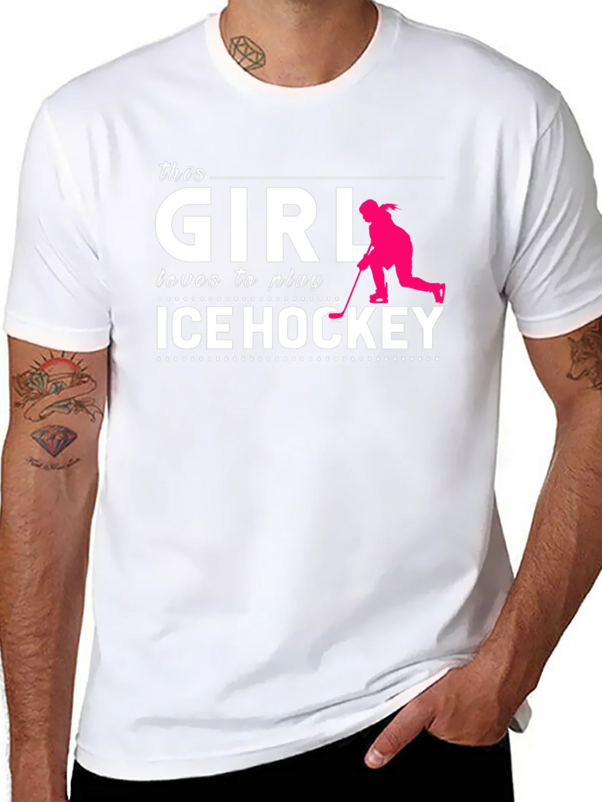 This Girl Loves Ice Hockey T-Shirt Black Cotton product image 7