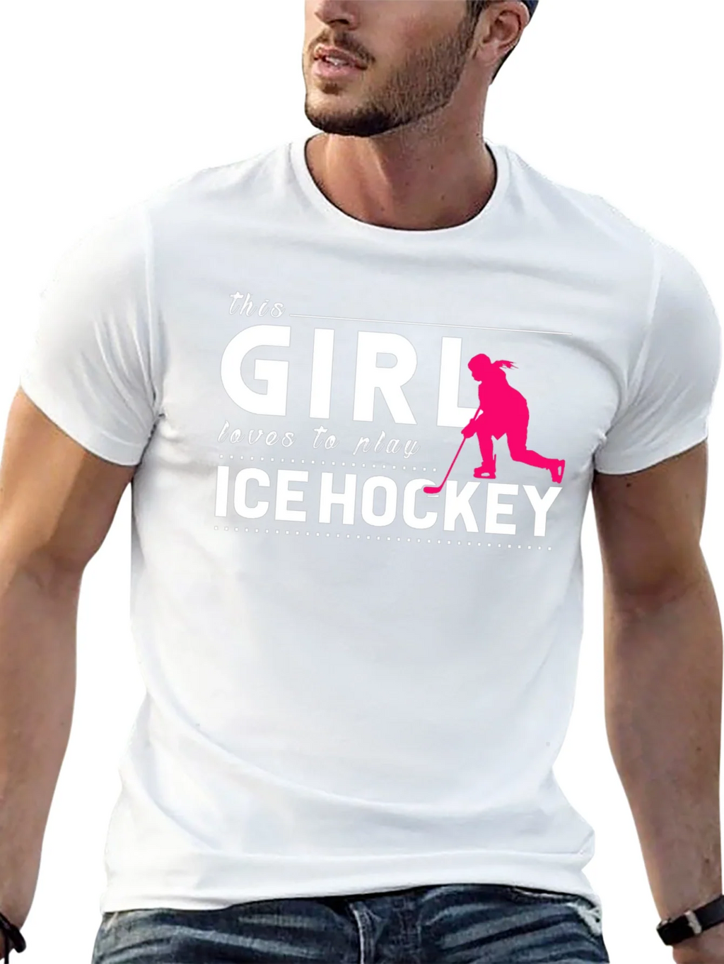 This Girl Loves Ice Hockey T-Shirt Black Cotton product image 12
