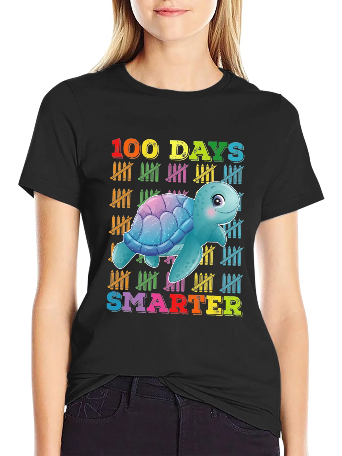 100 Days Smarter Turtle Graphic T-Shirt product image 2