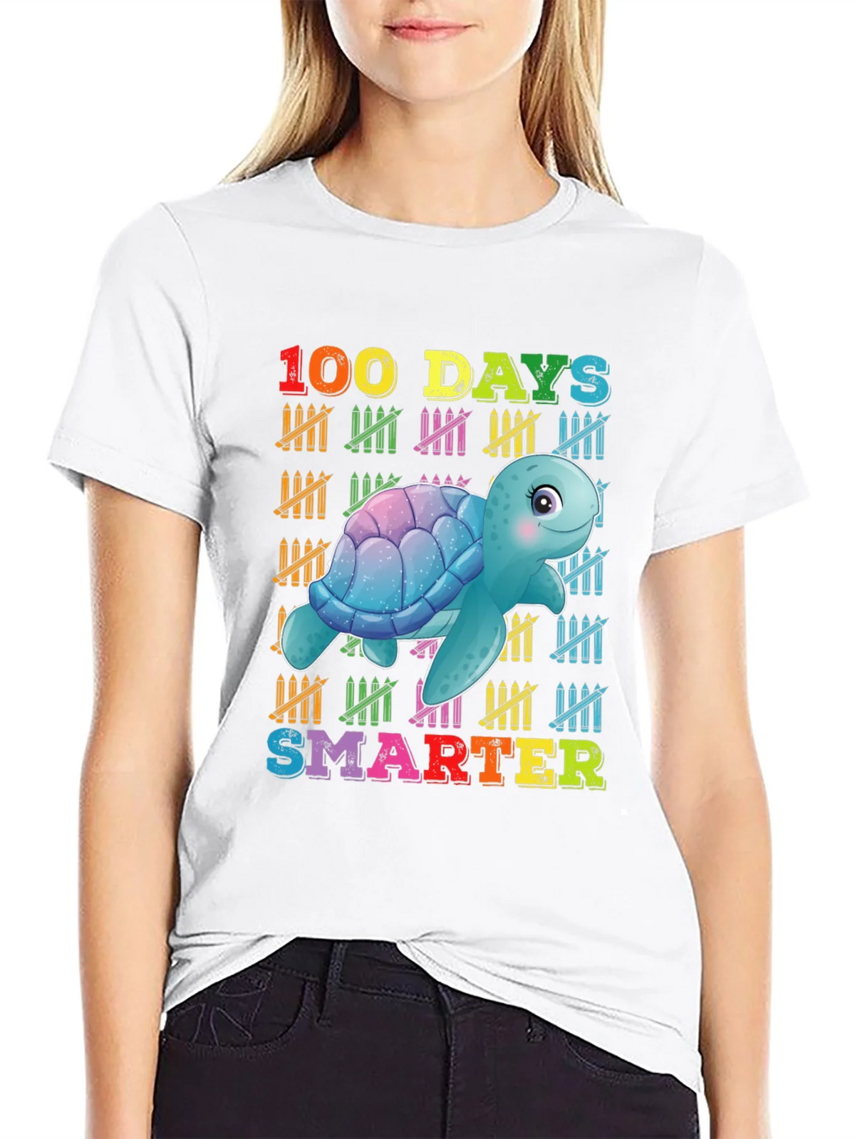 100 Days Smarter Turtle Graphic T-Shirt product image 5