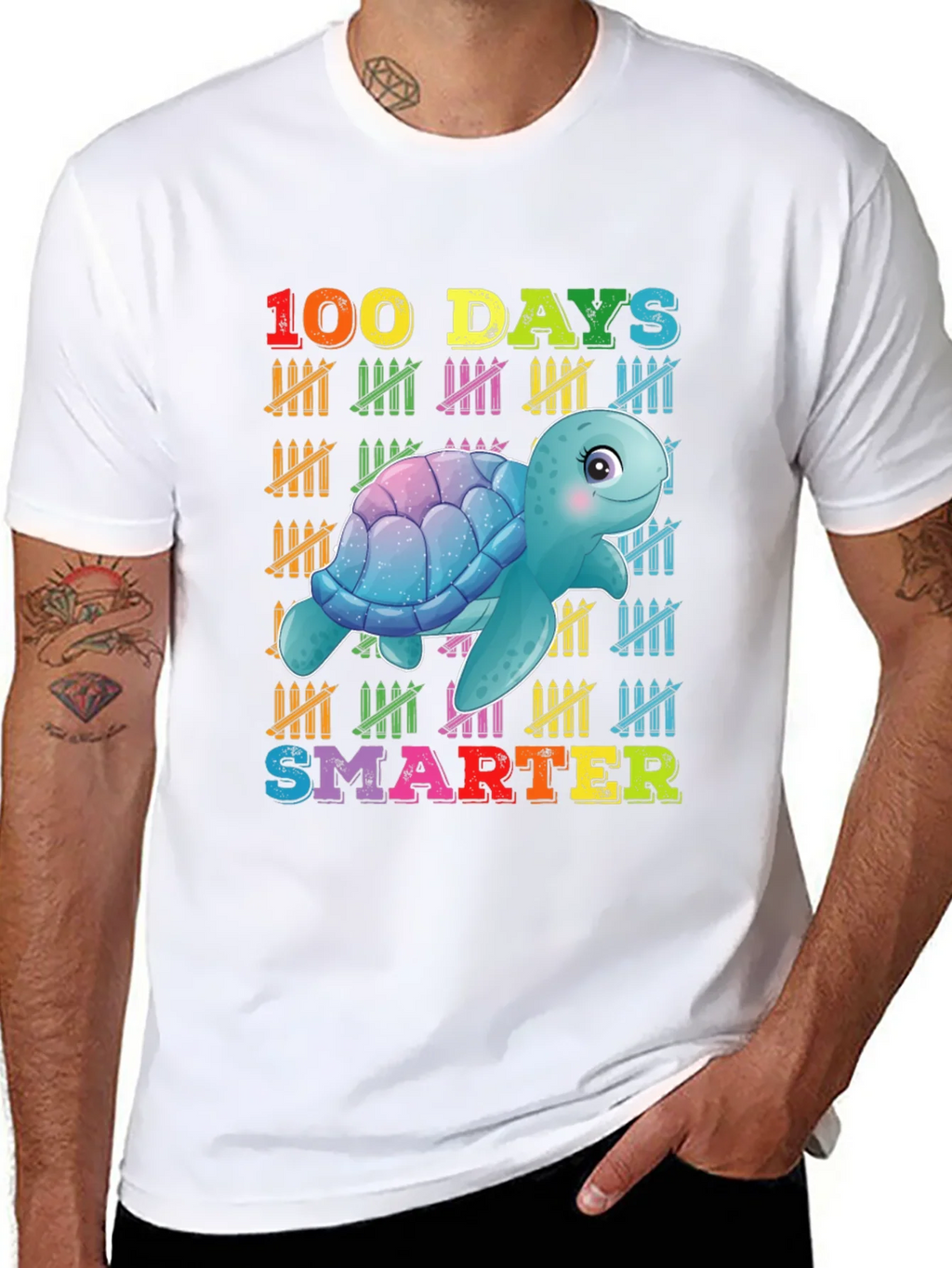 100 Days Smarter Turtle Graphic T-Shirt product image 4