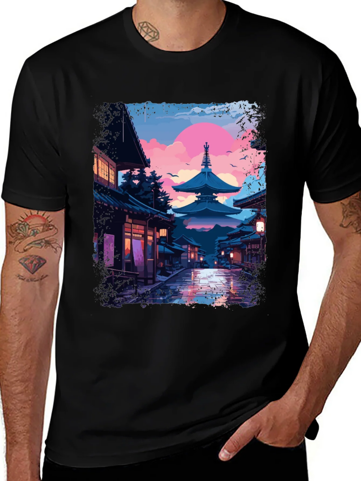 Japanese Pagoda T-Shirt - Artistic Graphic Tee product image 1
