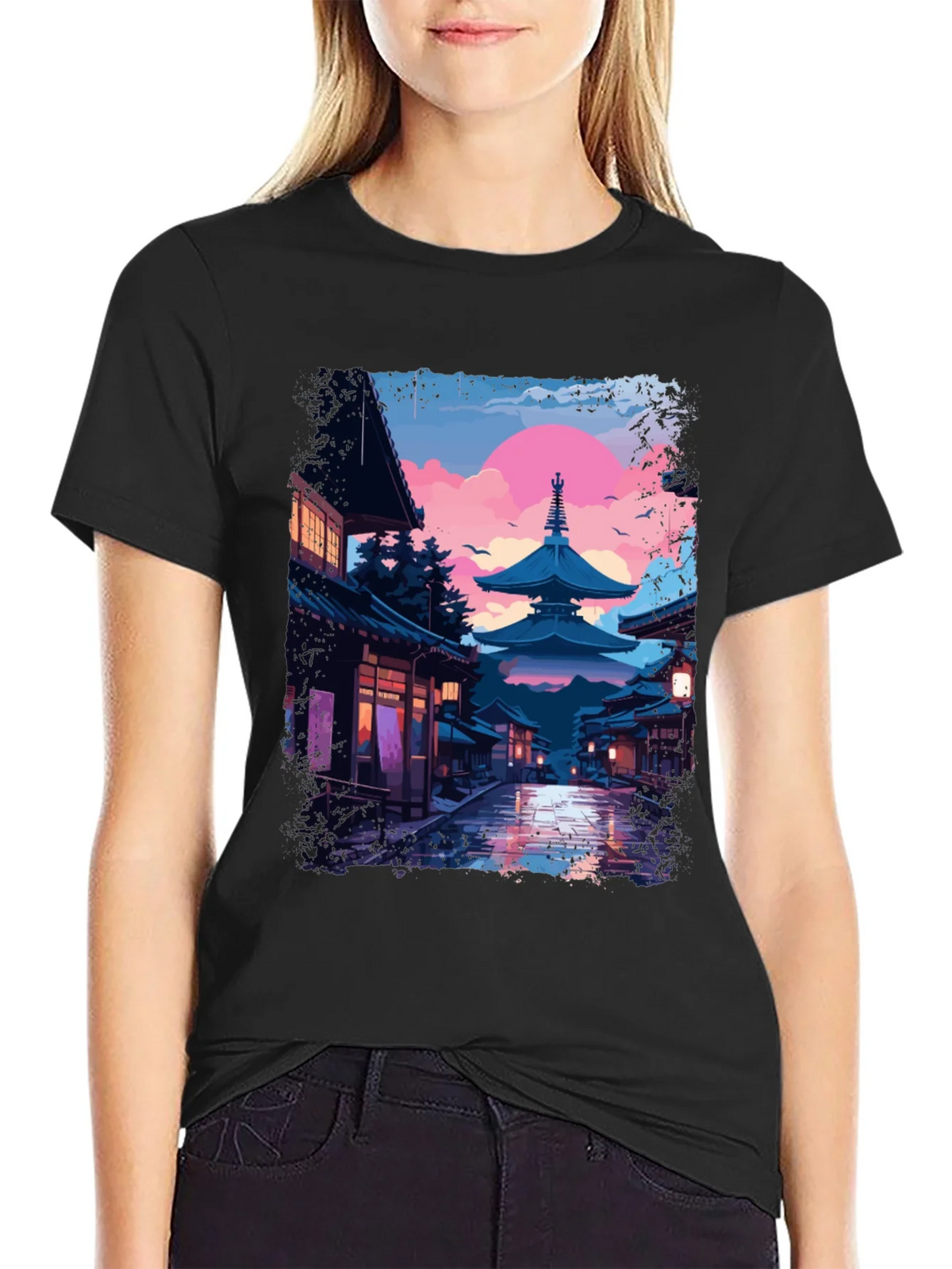 Japanese Pagoda T-Shirt - Artistic Graphic Tee product image 2