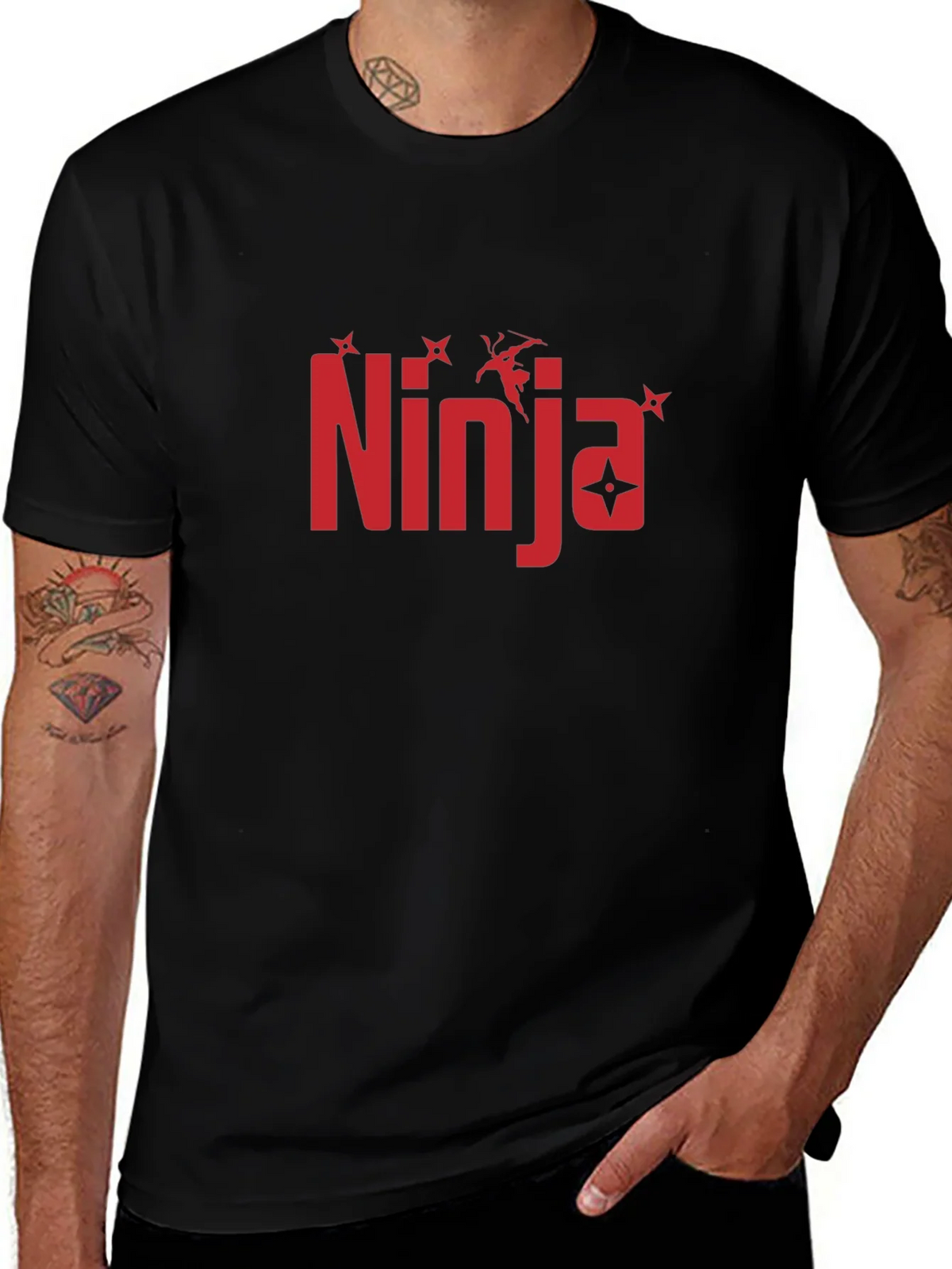 Ninja Graphic Print Black T-Shirt product image 1