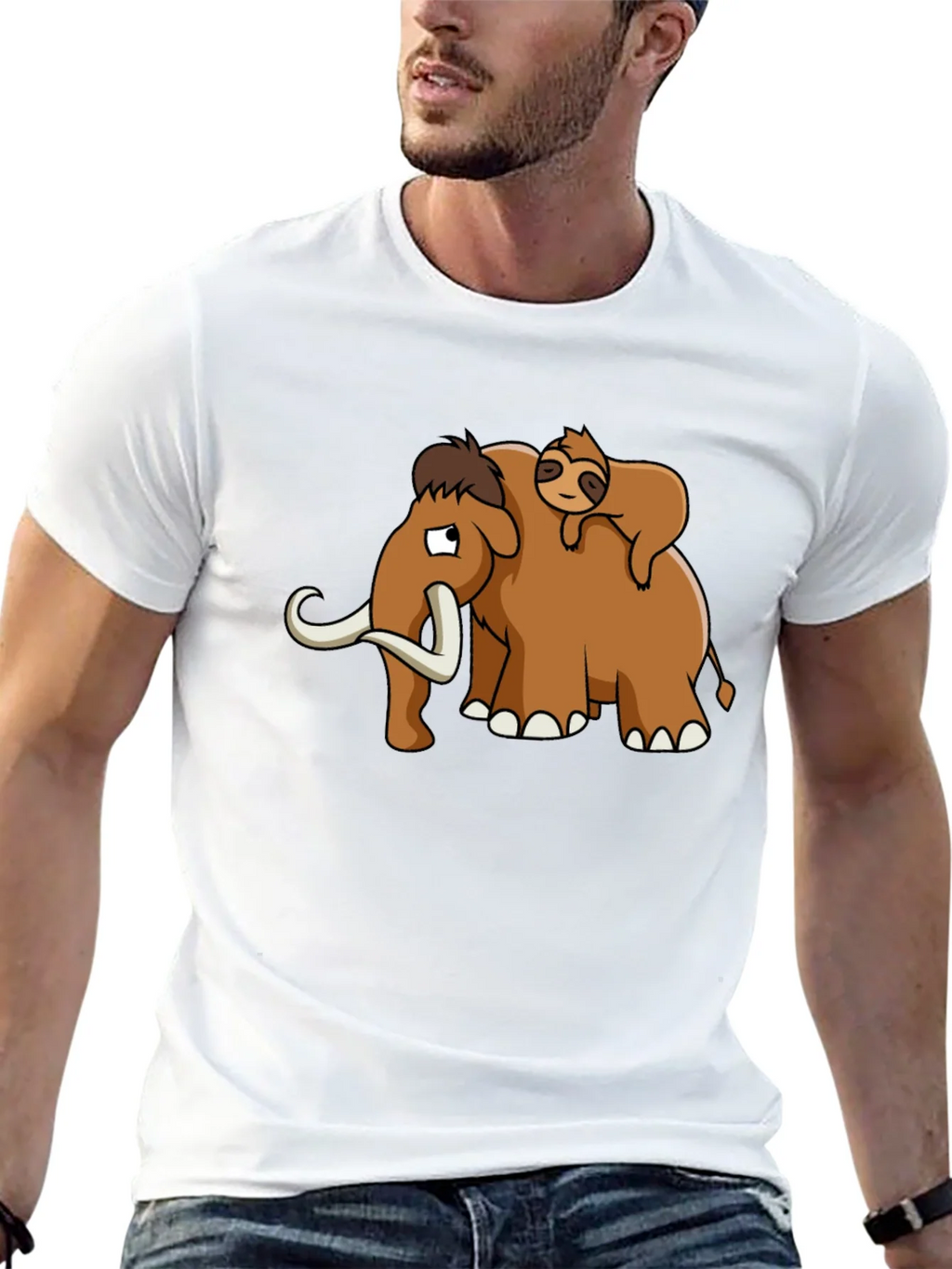 Mammoth & Sloth Graphic Tee - Black Cotton product image 7
