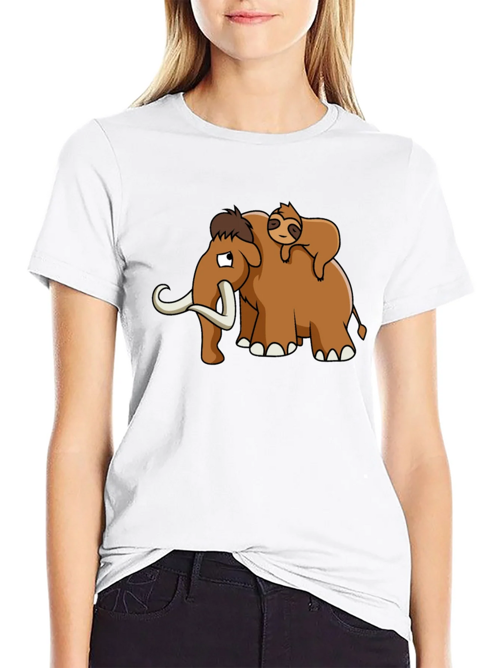 Mammoth & Sloth Graphic Tee - Black Cotton product image 4
