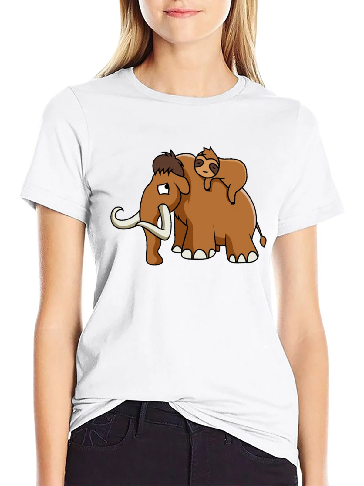 Mammoth & Sloth Graphic Tee - Black Cotton product image 4