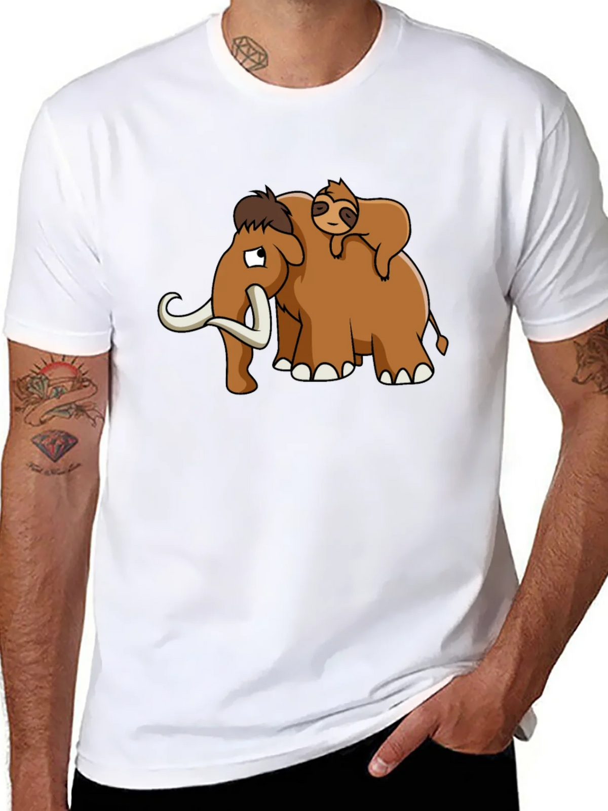 Mammoth & Sloth Graphic Tee - Black Cotton product image 3