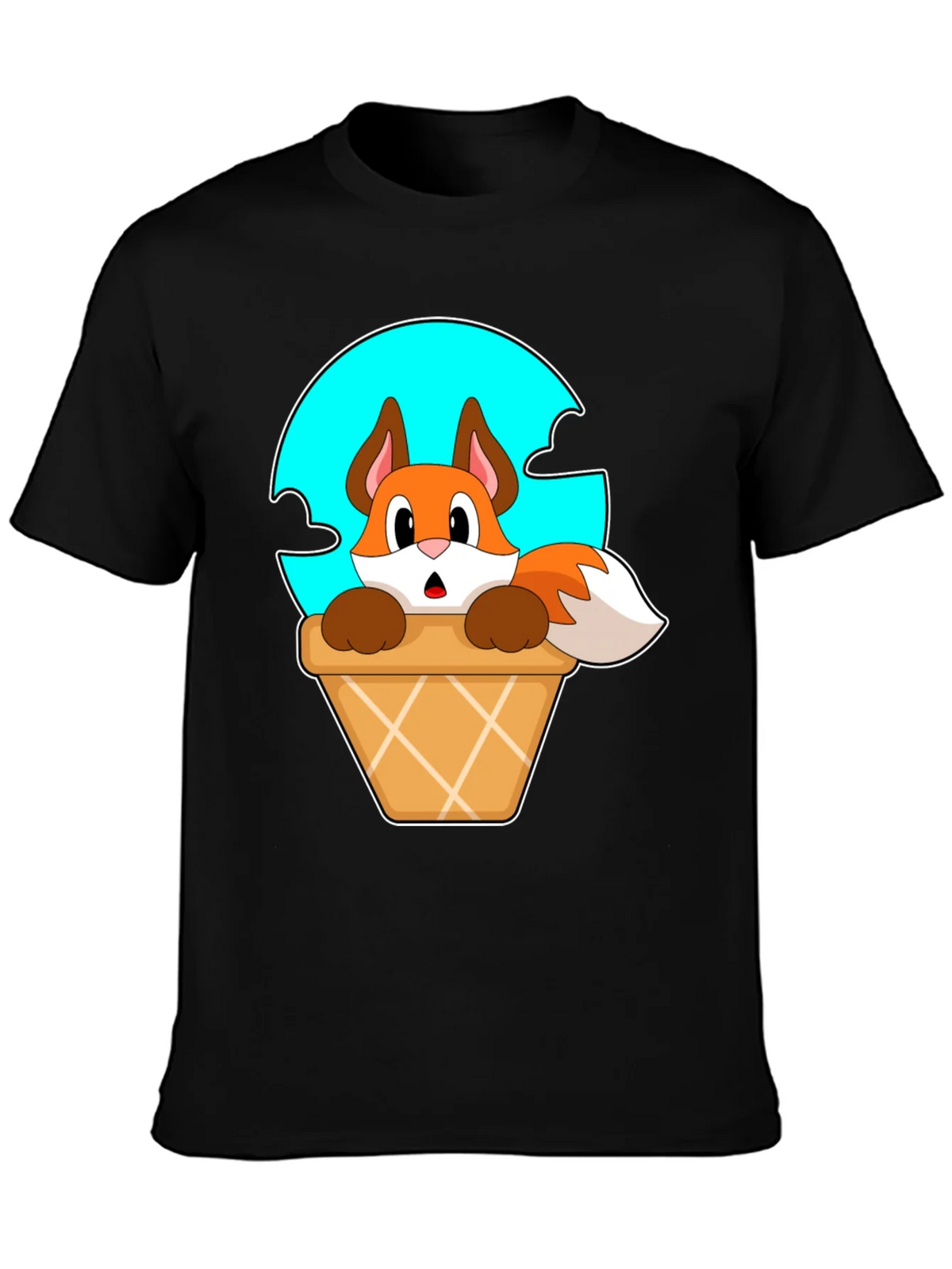 Fox in Ice Cream Cone T-Shirt - Cartoon Animal Tee product image 3