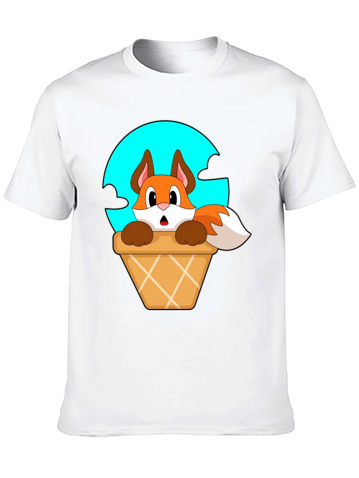 Fox in Ice Cream Cone T-Shirt - Cartoon Animal Tee product image 9