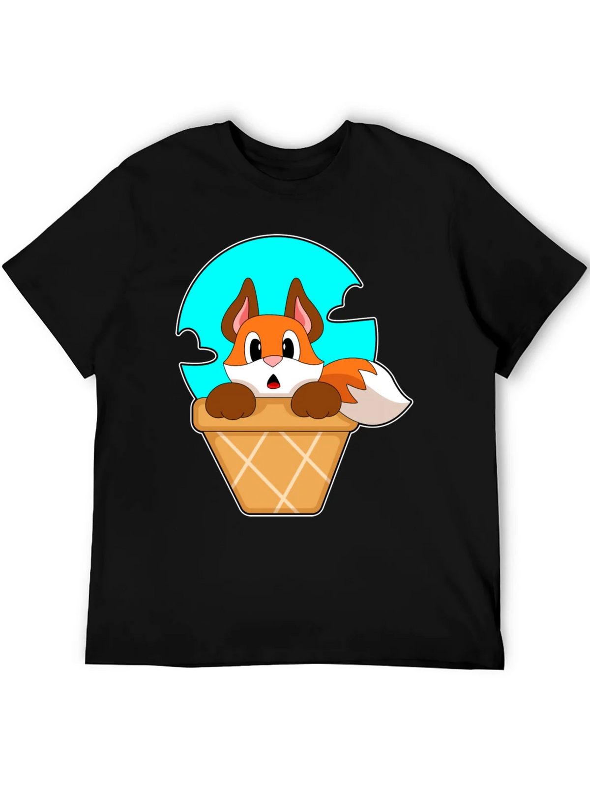Fox in Ice Cream Cone T-Shirt - Cartoon Animal Tee product image 5