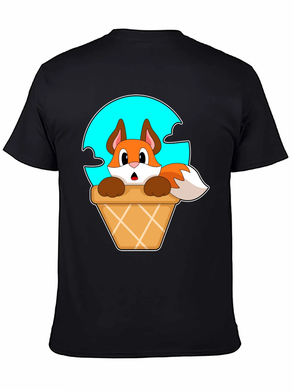 Fox in Ice Cream Cone T-Shirt - Cartoon Animal Tee product image 4