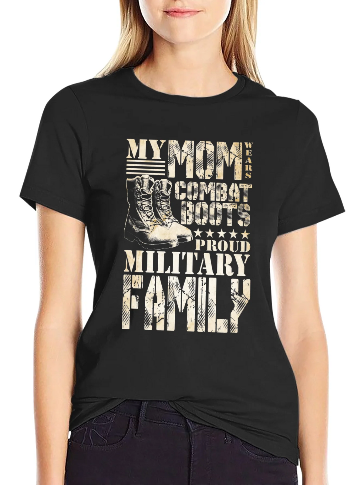 Military Family T-Shirt: My Mom Wears Combat Boots product image 2