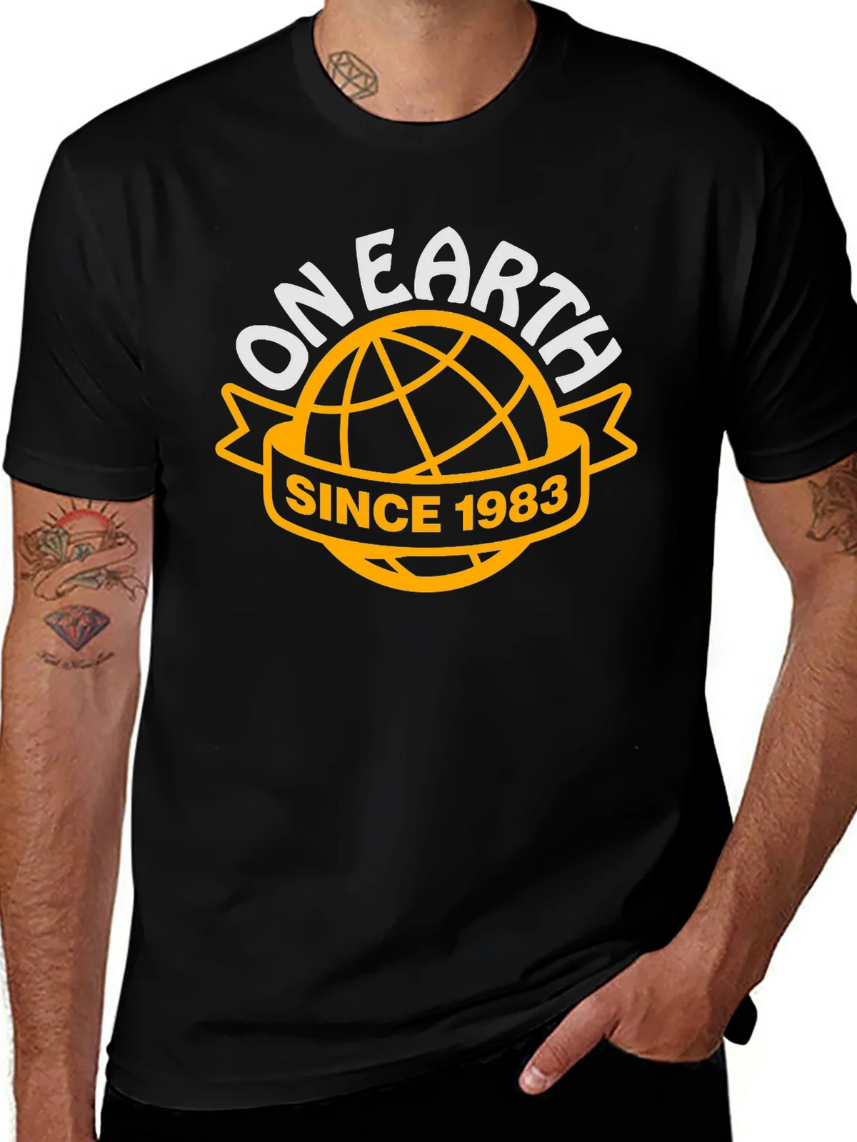 On Earth Since 1983 Black T-Shirt product image 1