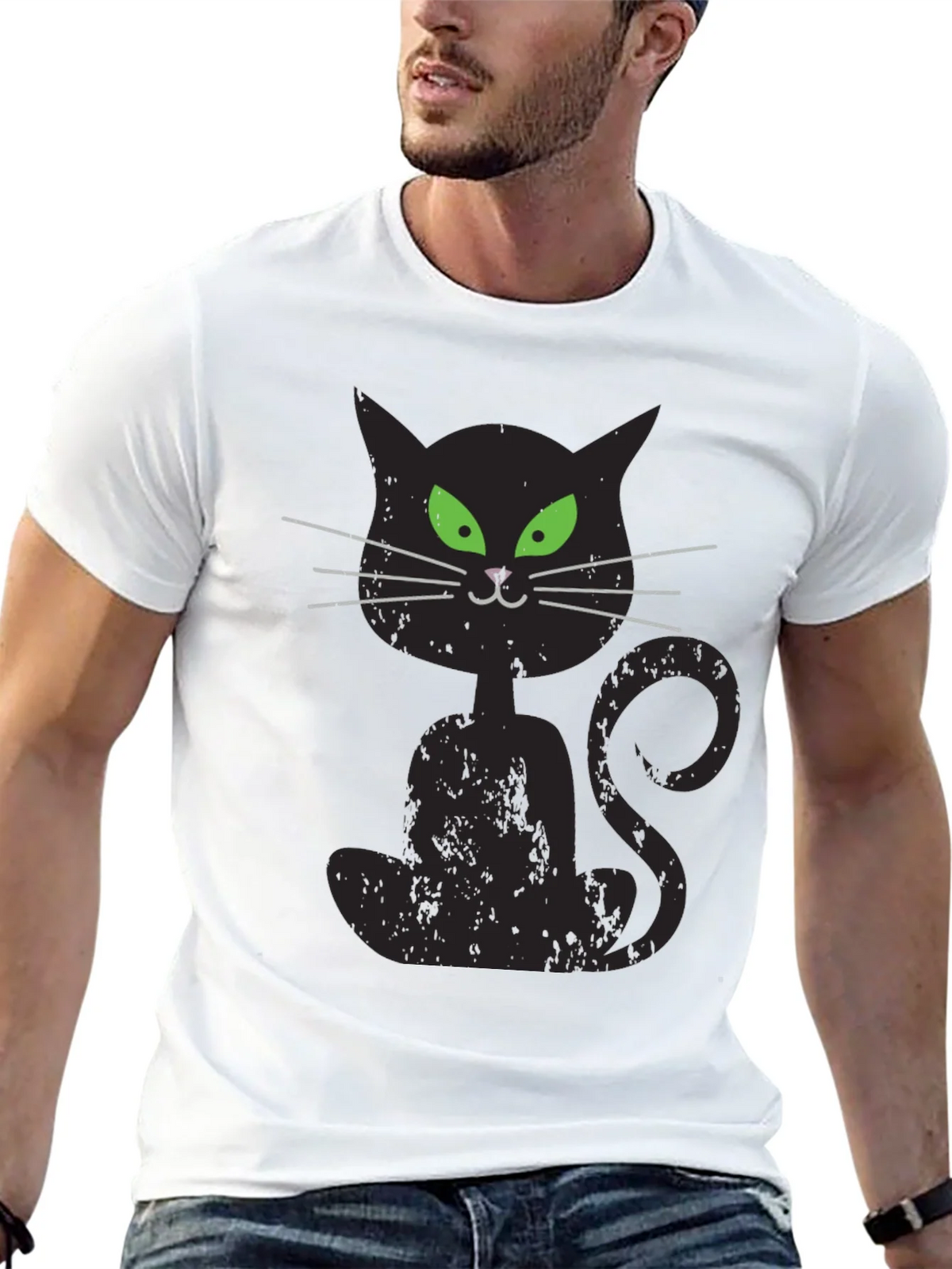 Spooky Black Cat Graphic T-Shirt product image 12