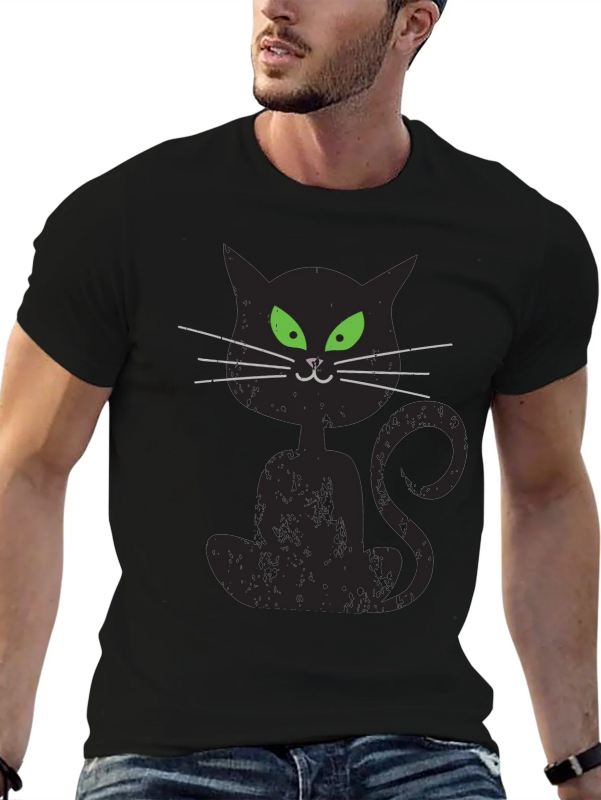 Spooky Black Cat Graphic T-Shirt product image 6