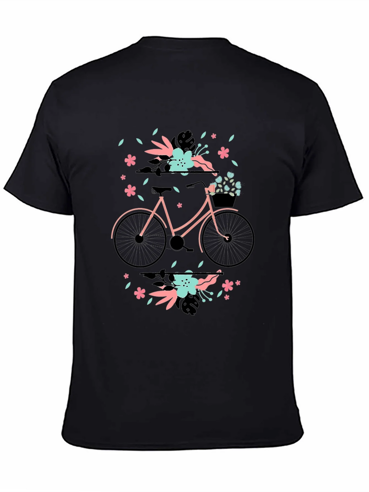 Floral Bicycle Graphic Tee - Black Cotton T-Shirt product image 4