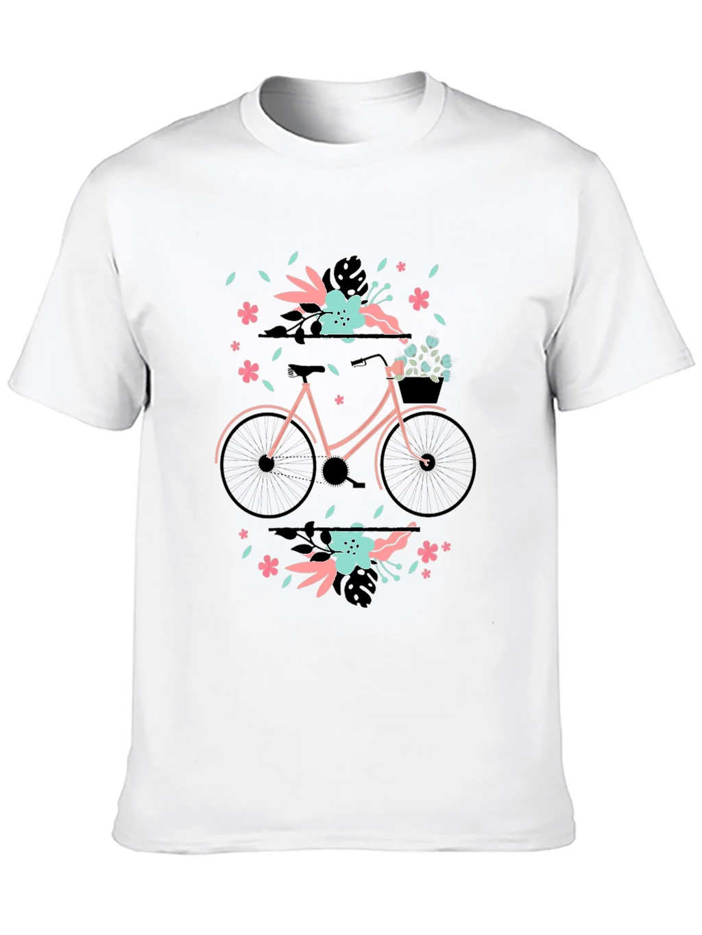 Floral Bicycle Graphic Tee - Black Cotton T-Shirt product image 9