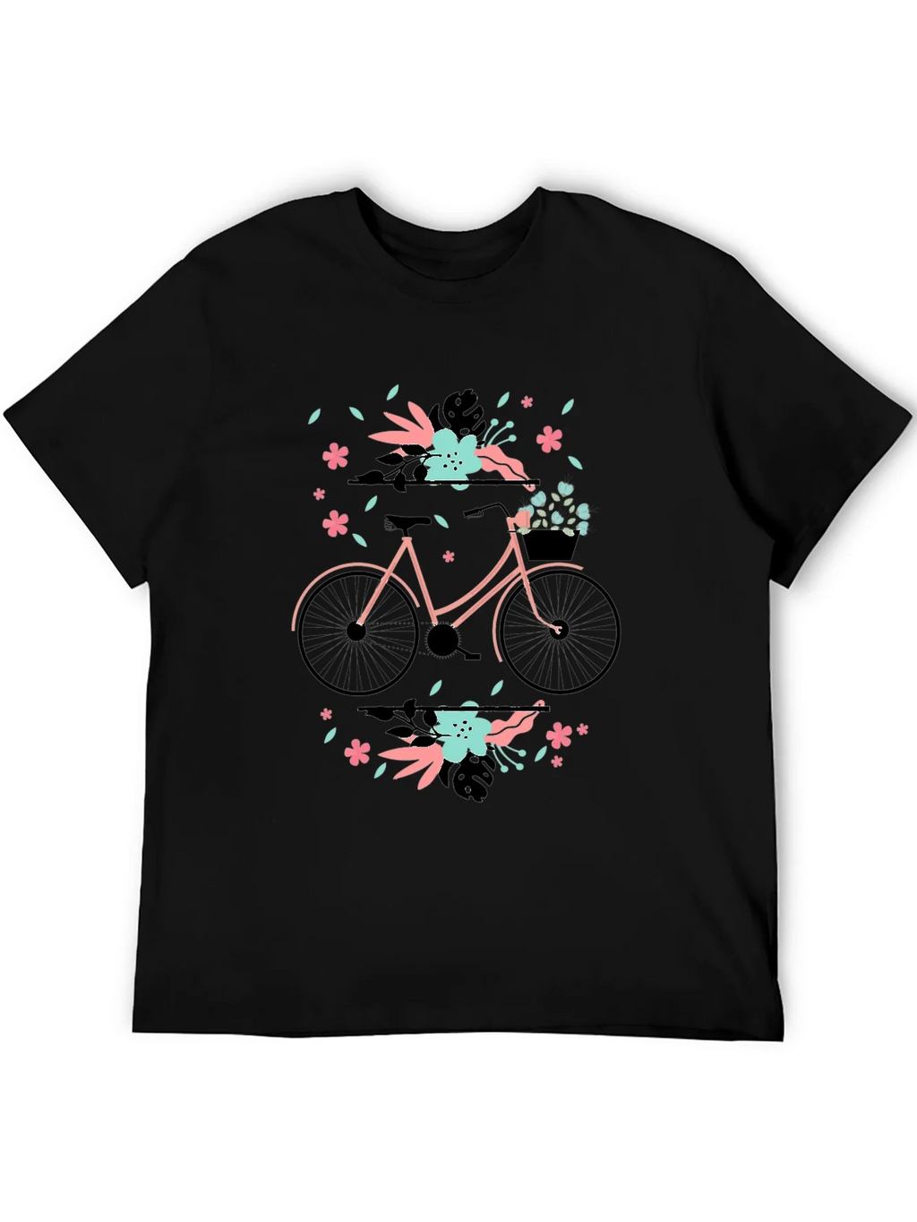 Floral Bicycle Graphic Tee - Black Cotton T-Shirt product image 5