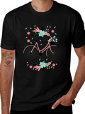 Floral Bicycle Graphic Tee - Black Cotton T-Shirt product image 1