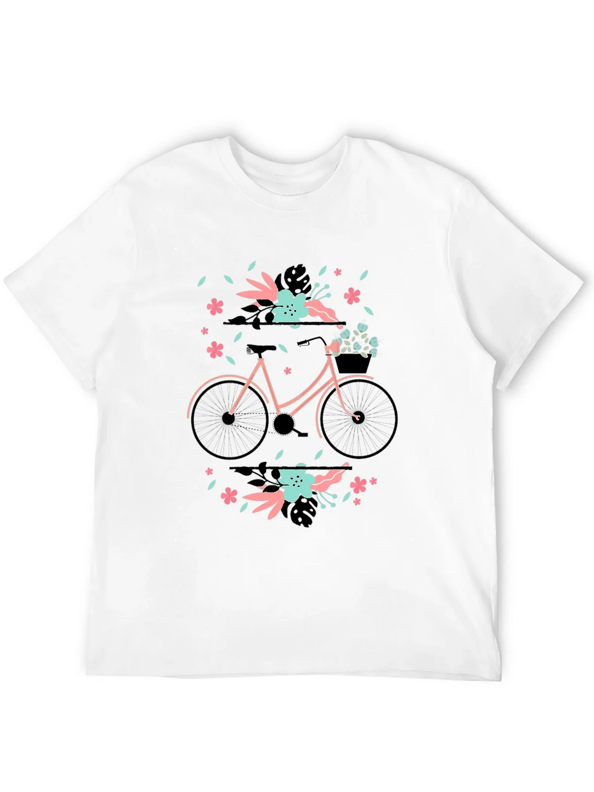 Floral Bicycle Graphic Tee - Black Cotton T-Shirt product image 11
