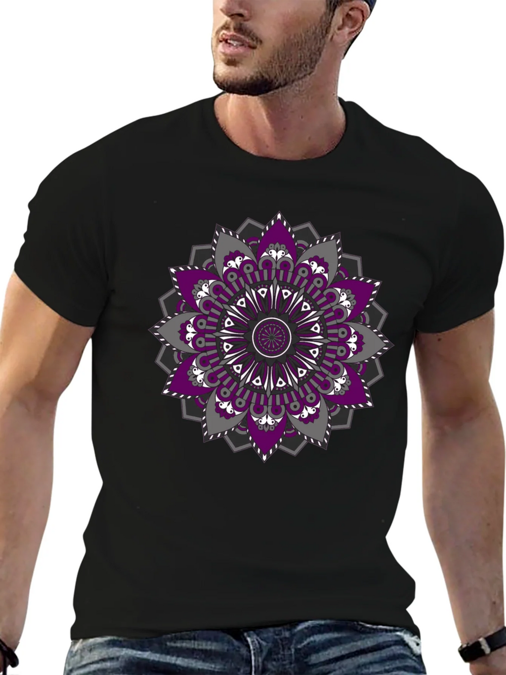 Mandala Print Black T-Shirt product image 6
