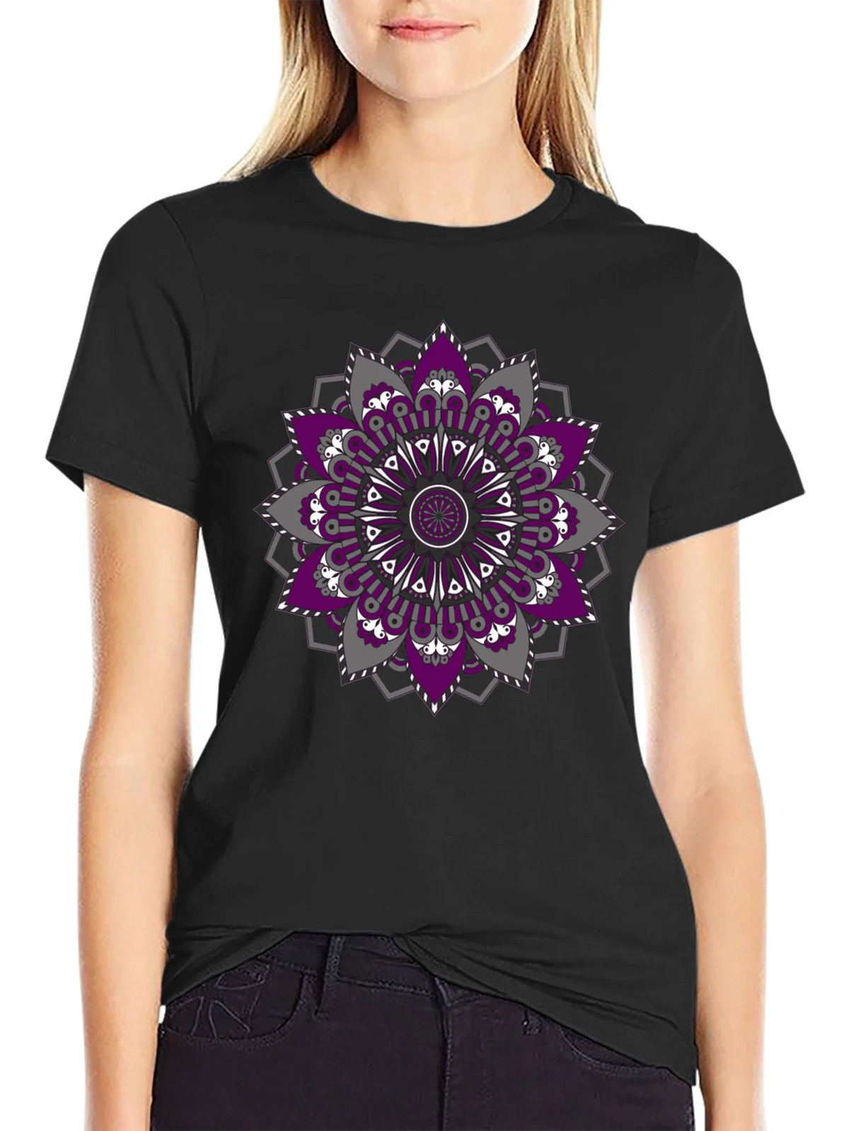Mandala Print Black T-Shirt product image 2