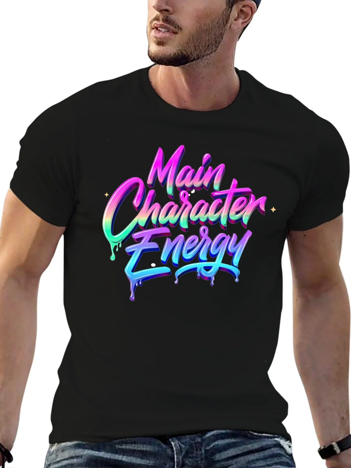 Main Character Energy Black T-Shirt product image 6