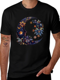 Floral Crescent Moon Graphic Tee - Cosmic Celestial Design product image 1
