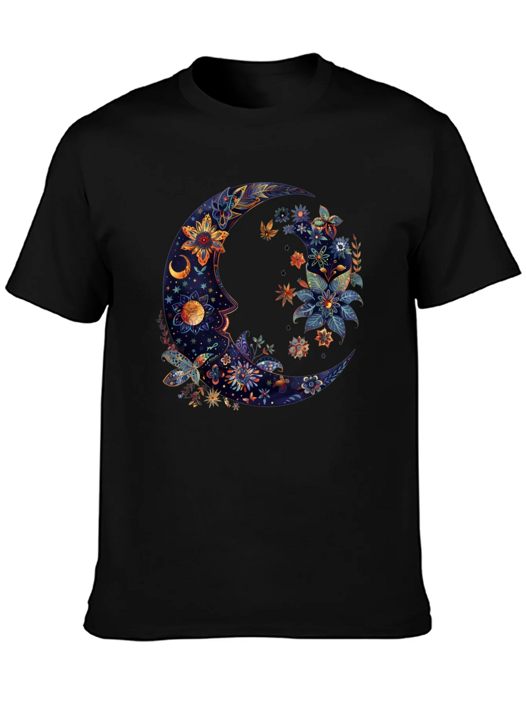 Floral Crescent Moon Graphic Tee - Cosmic Celestial Design product image 3
