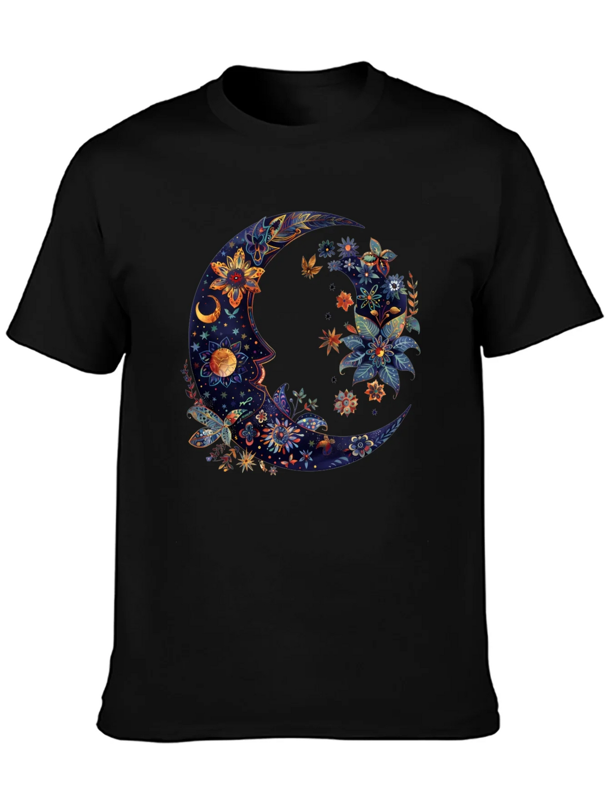 Floral Crescent Moon Graphic Tee - Cosmic Celestial Design product image 3