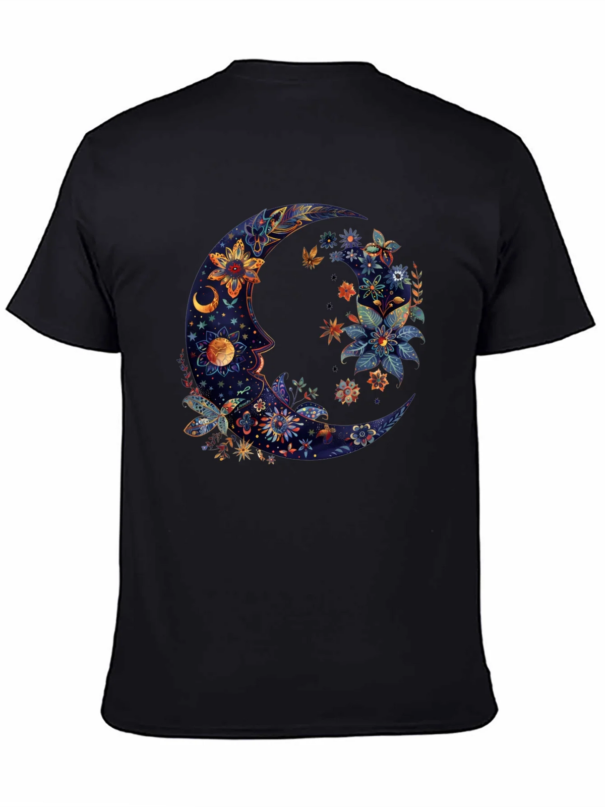 Floral Crescent Moon Graphic Tee - Cosmic Celestial Design product image 4