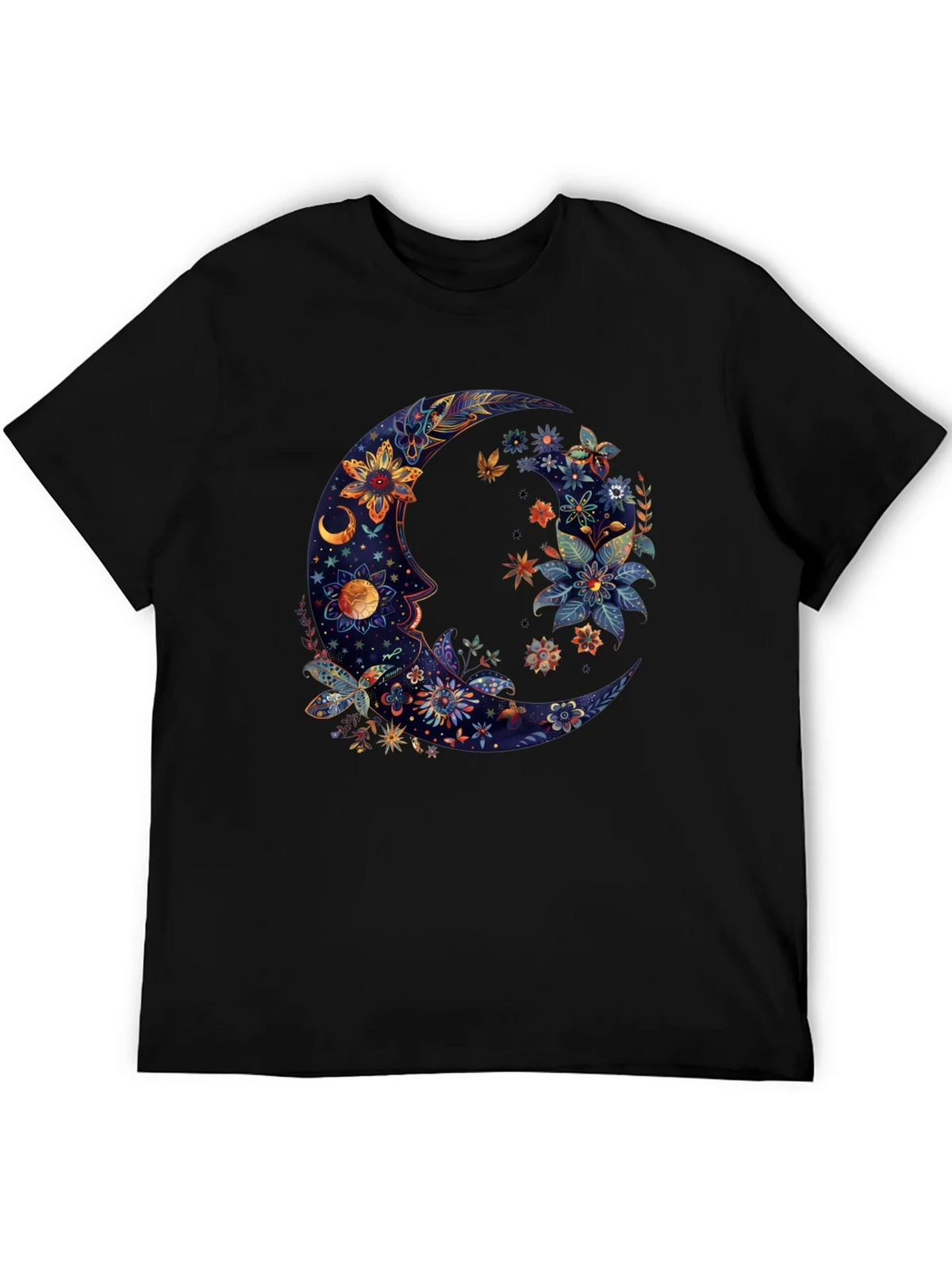 Floral Crescent Moon Graphic Tee - Cosmic Celestial Design product image 5
