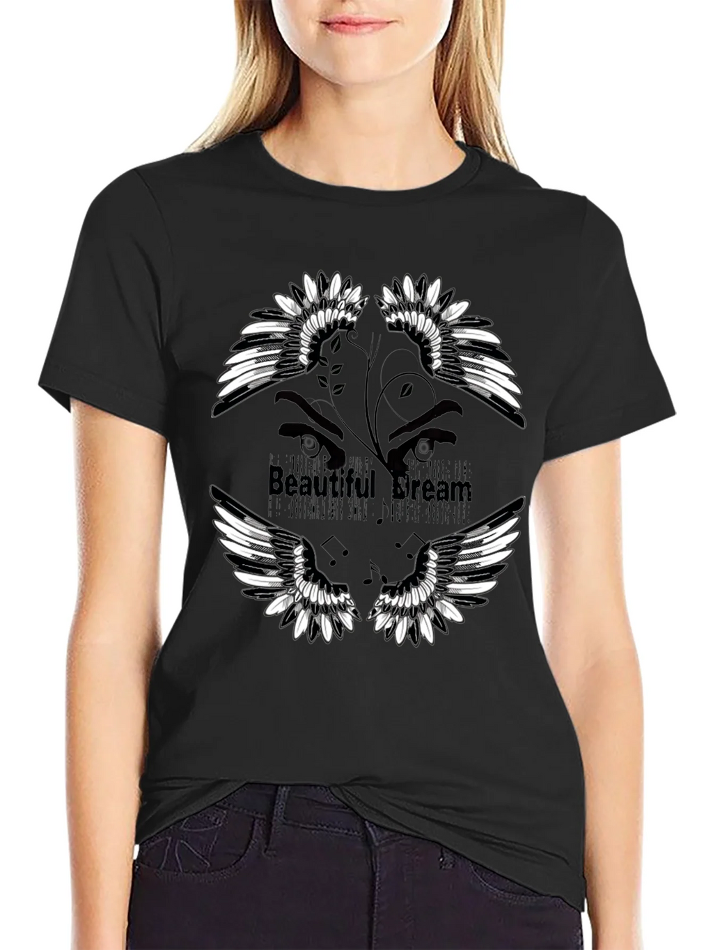 Beautiful Dream Graphic Print Black T-Shirt product image 2