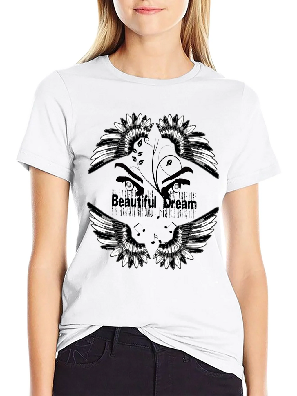 Beautiful Dream Graphic Print Black T-Shirt product image 8