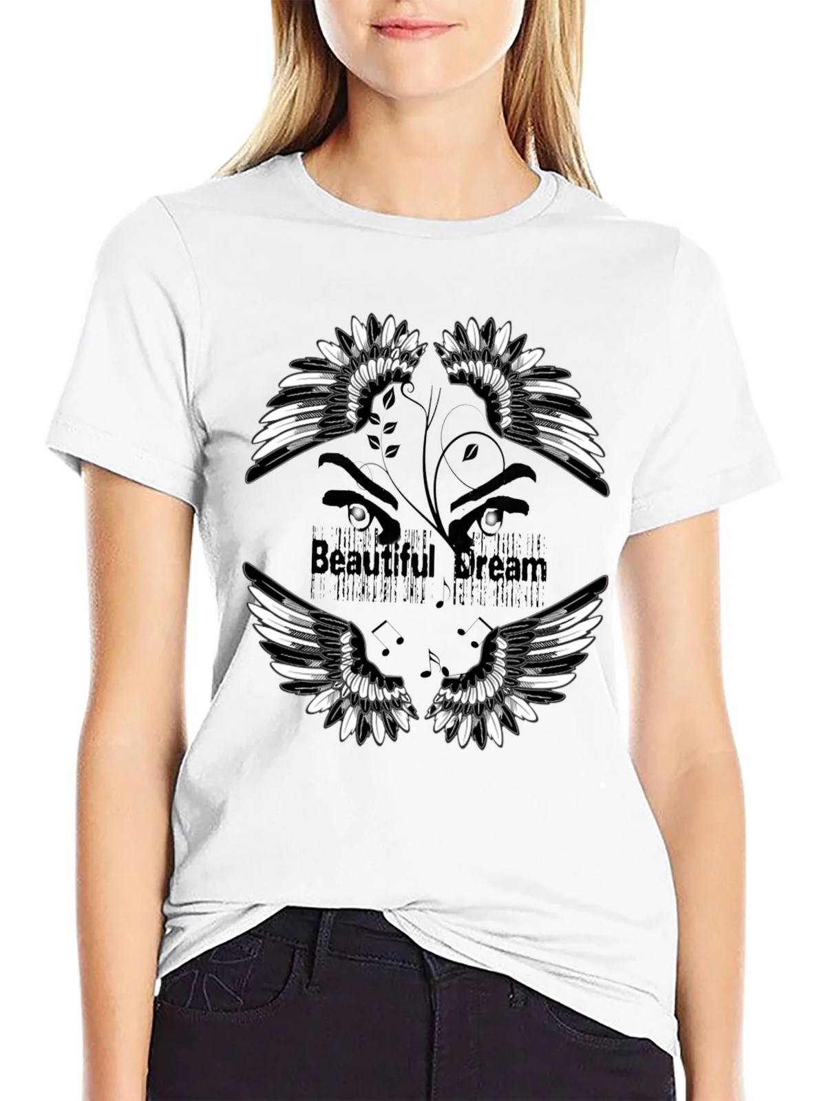 Beautiful Dream Graphic Print Black T-Shirt product image 8