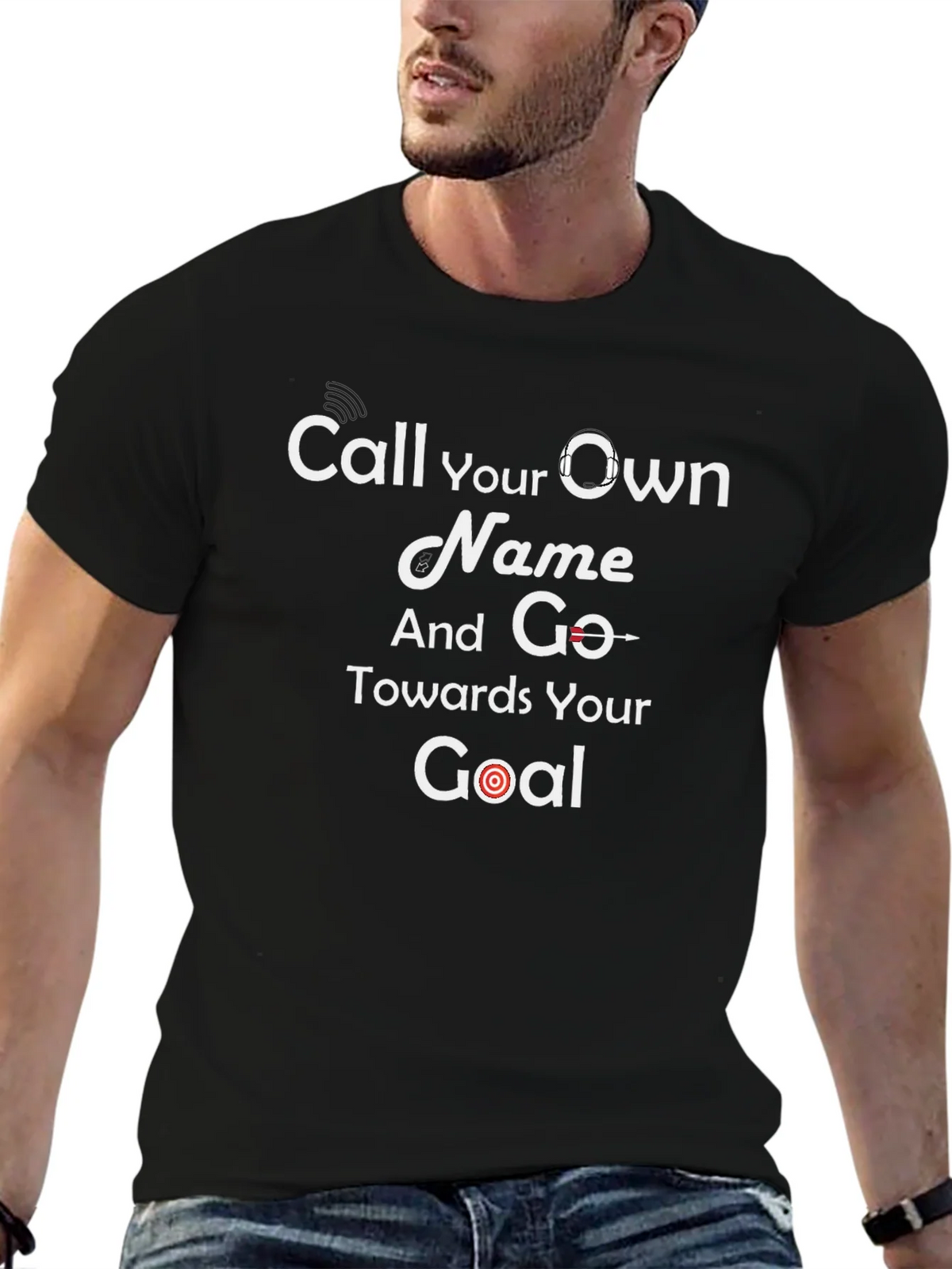 Motivational Black T-Shirt - Call Your Own Name Goal product image 6