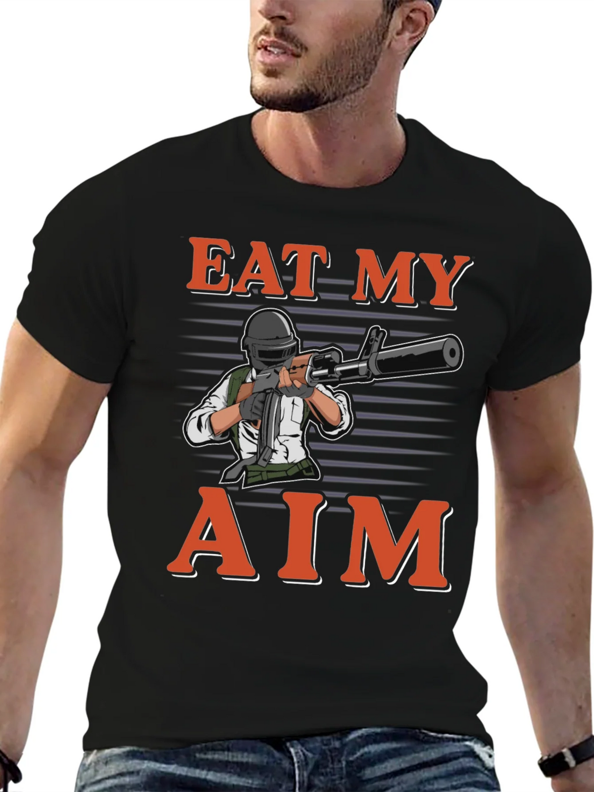 Eat My Aim Gaming T-Shirt - Black Cotton Tee product image 6