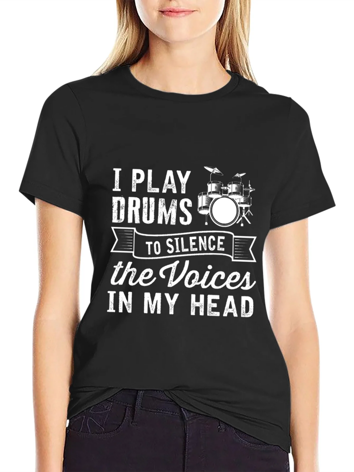 I Play Drums to Silence the Voices Graphic T-Shirt product image 2