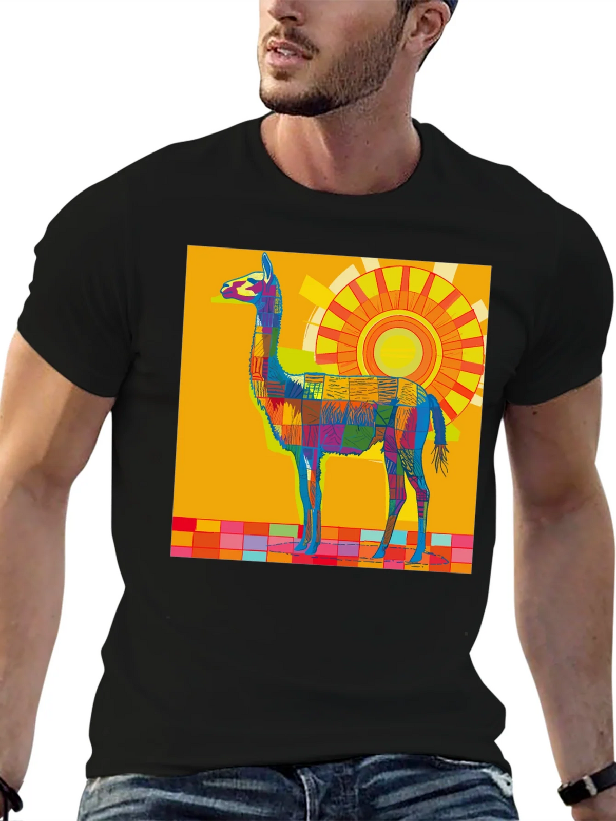 Vibrant Llama Graphic Tee - Bold Artistic Style product image 4