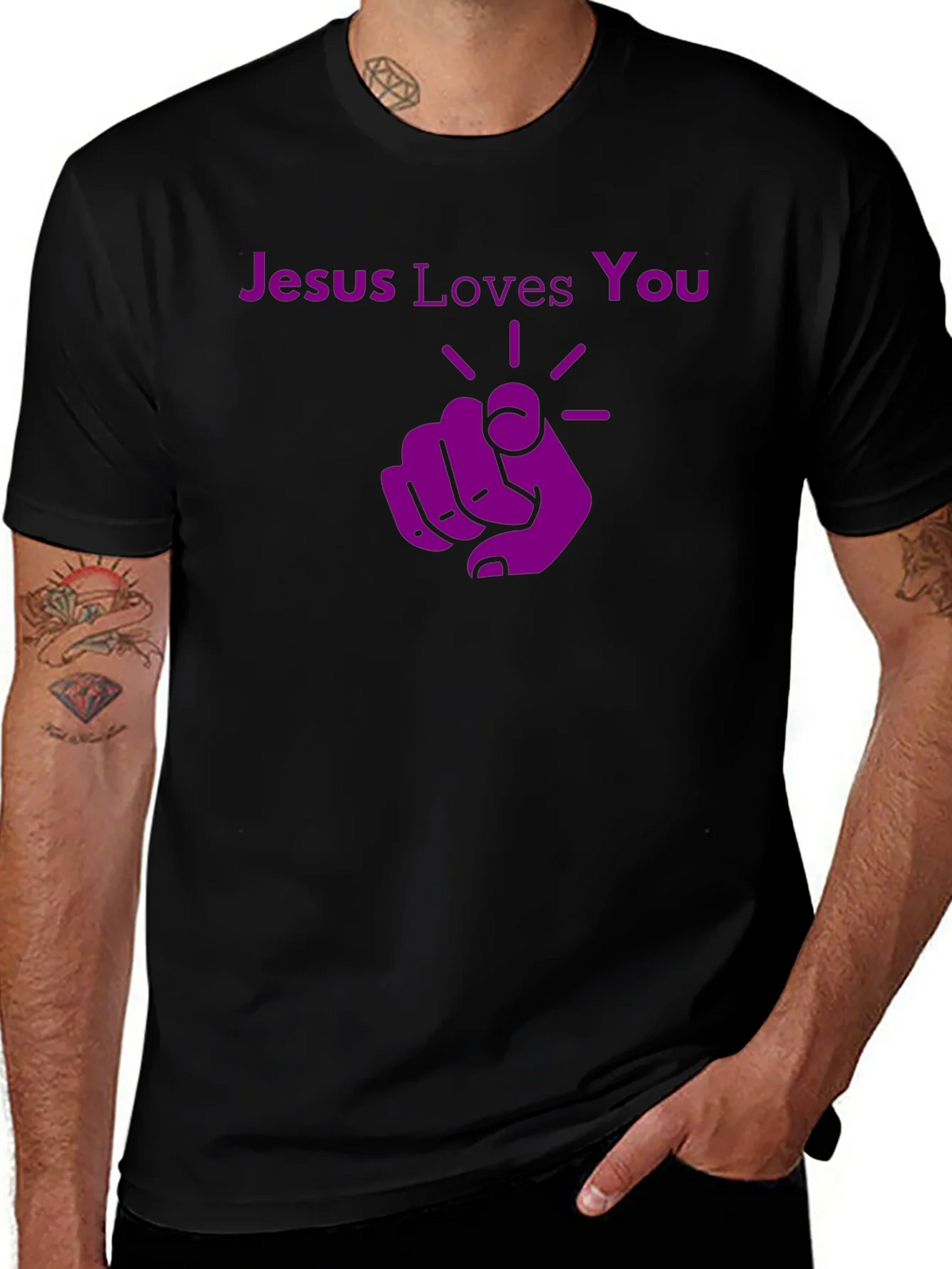 Jesus Loves You Graphic Tee - Pointing Finger Design product image 1