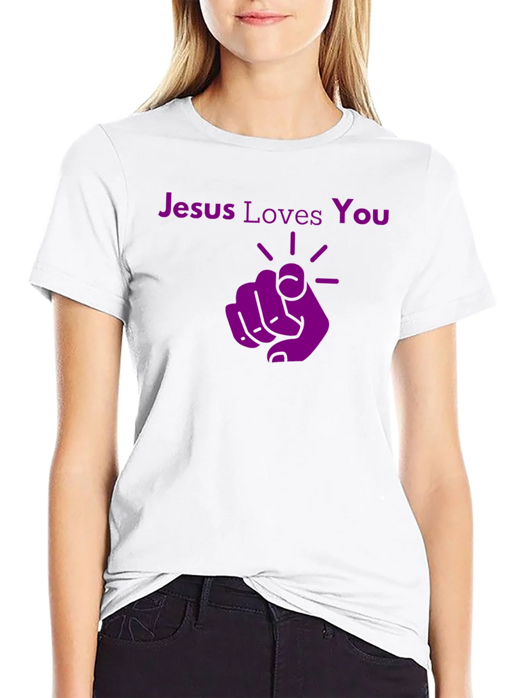 Jesus Loves You Graphic Tee - Pointing Finger Design product image 8